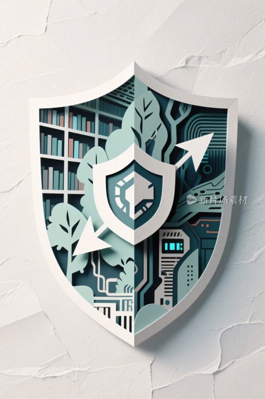 科技安全插画盾牌
