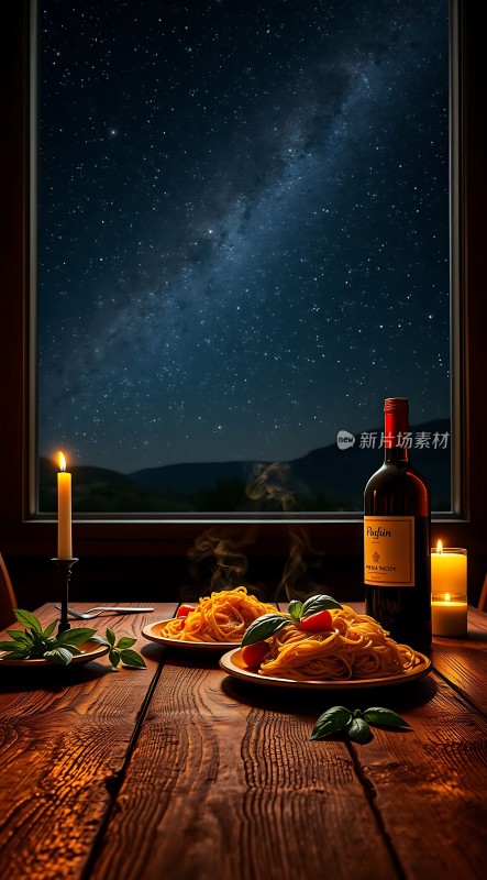 星空下浪漫烛光晚餐