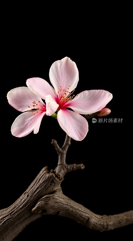 粉红桃花绽放枝头