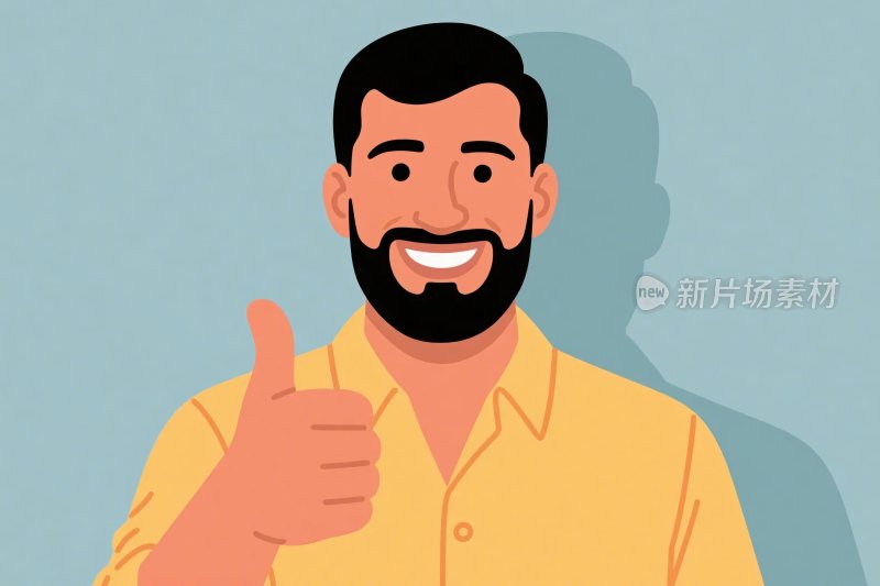 卡通点赞男子插画
