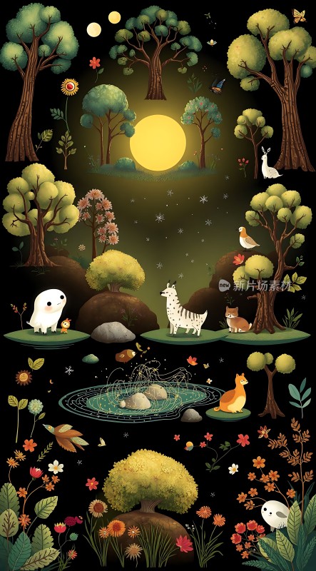 森林秘境动物与自然的和谐共处