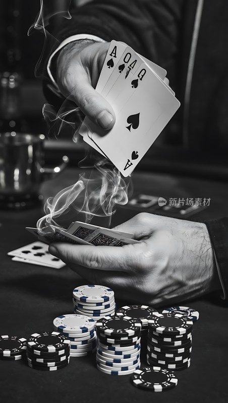 黑桃AQ扑克牌与筹码