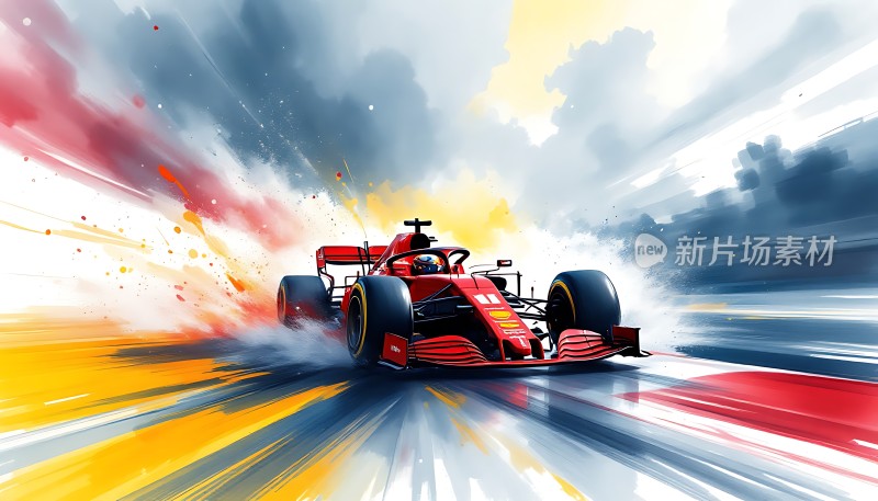 红色赛车疾驰而过速度与激情尽在眼前！