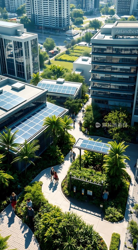 绿色生态办公区太阳能与自然和谐共存