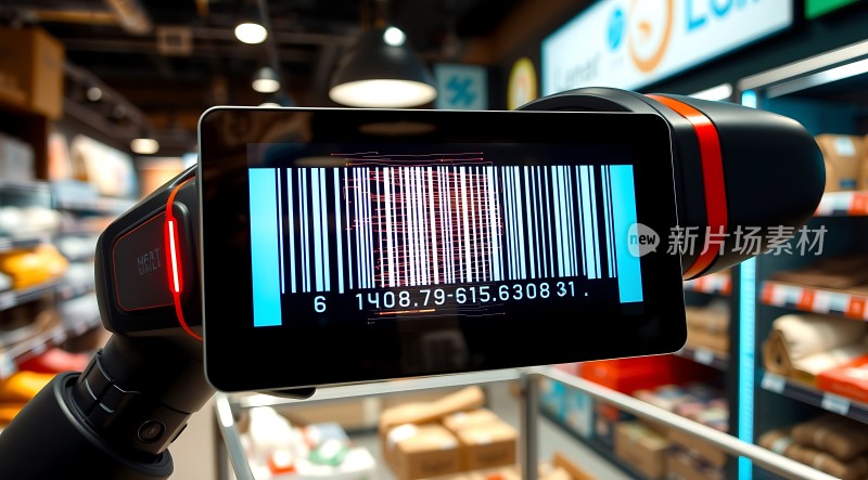 超市扫描仪捕捉商品条形码