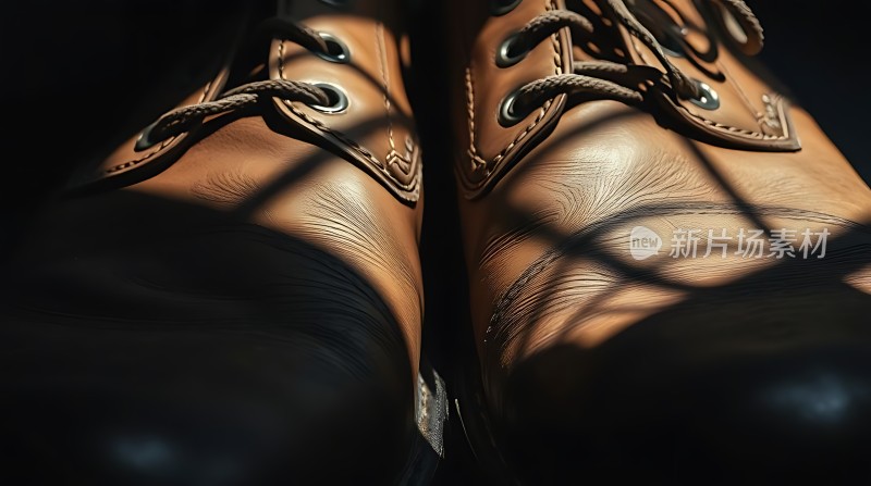 阳光下的棕色皮鞋