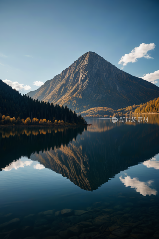 山倒映在湖的静水中高清风景图片