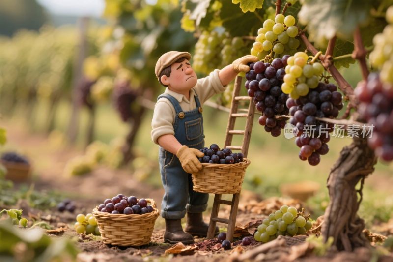 葡萄园玩偶采摘葡萄
