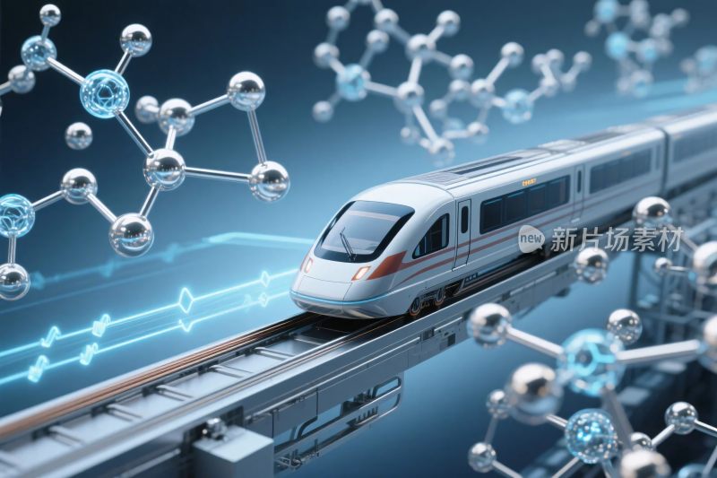 高速列车与分子结构科技图