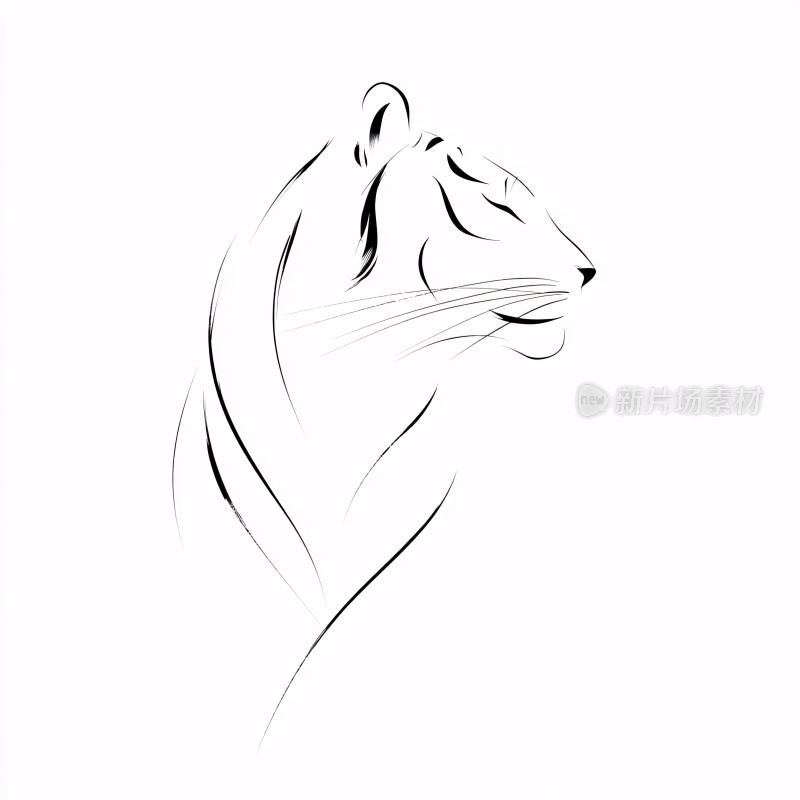 线条勾勒的老虎头部插画