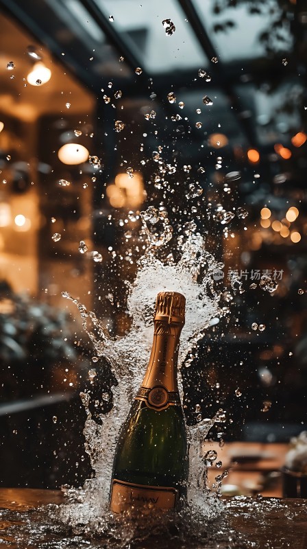 香槟瓶溅起的水花