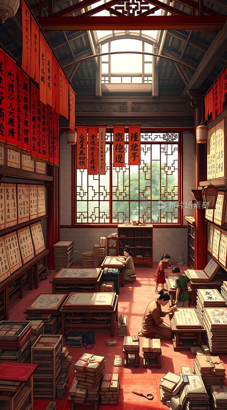 古风书房书卷飘香墨香四溢静谧雅致