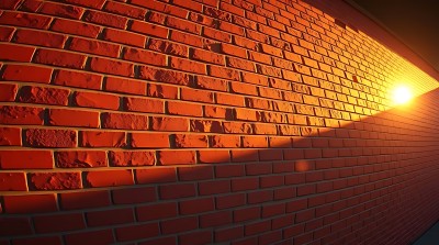 夕阳下的红砖墙