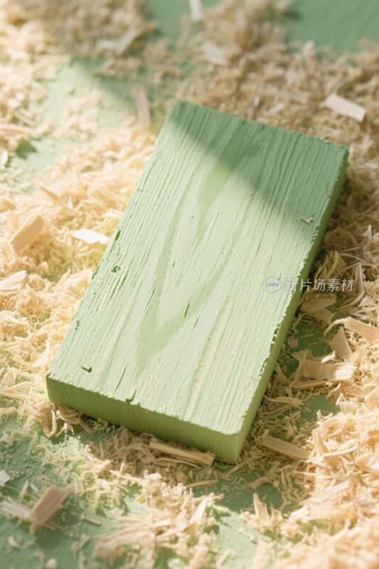 绿色木块与木屑场景