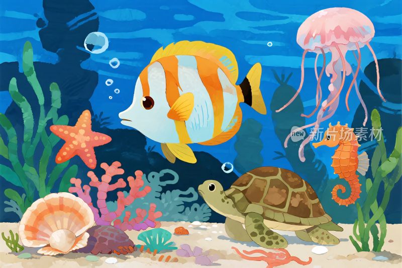 海洋生物卡通插画