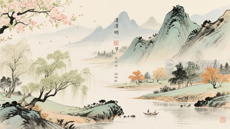 中式山水风景画