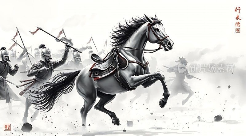 战马奔腾士兵冲锋陷阵