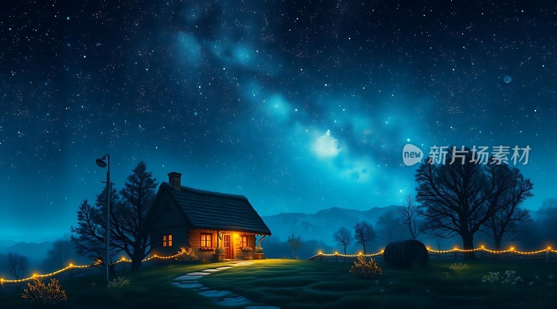 星空下的温馨小屋