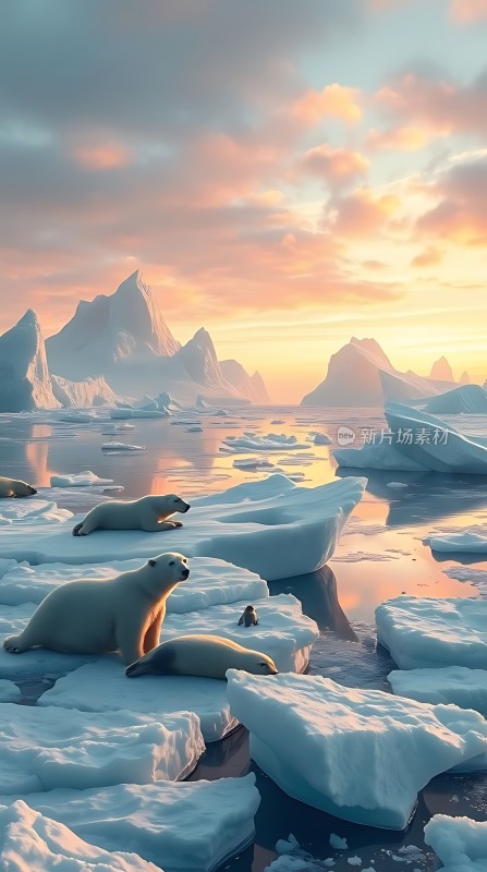 极地风光冰原上的北极熊