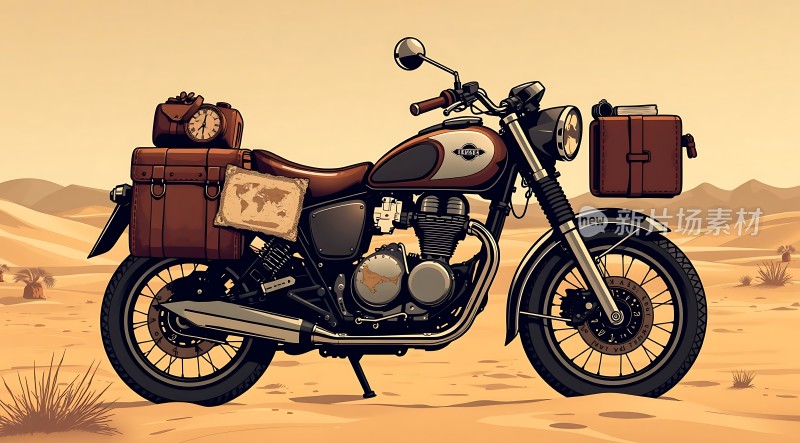 沙漠探险之旅复古摩托车带你穿越沙丘