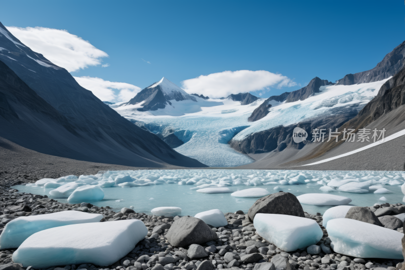 山脉和冰川湖泊风光风景图片