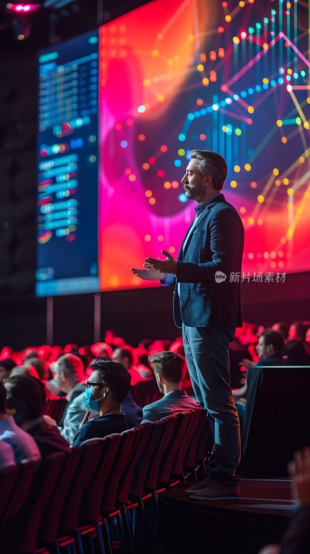 科技演讲现场观众专注聆听