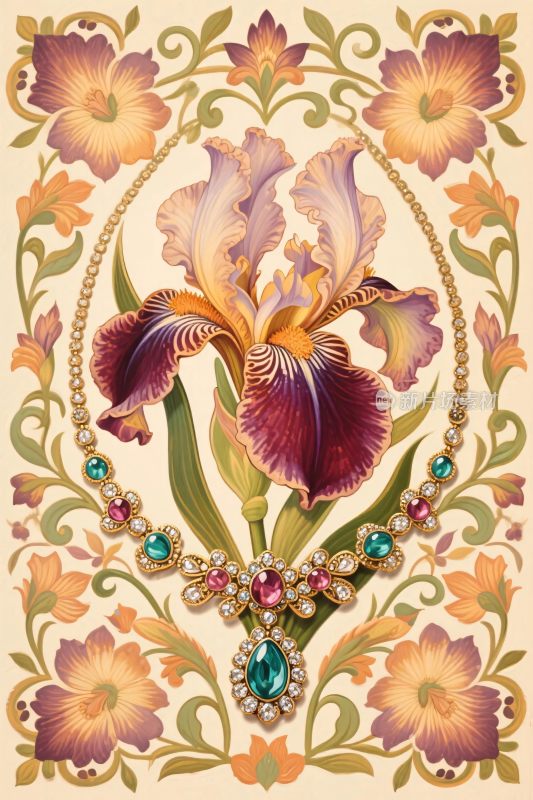 花卉珠宝装饰插画