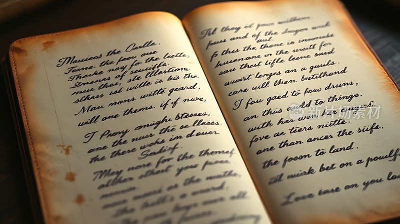 古旧手稿上的优雅英文文字