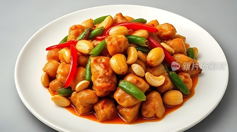 香辣鸡丁配腰果