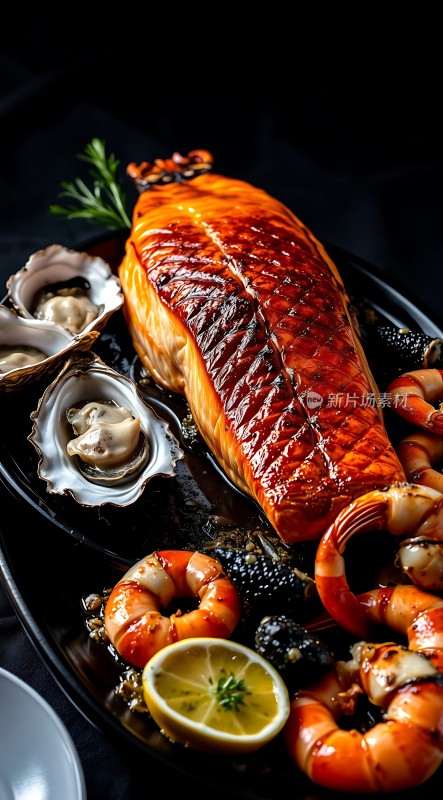 烤三文鱼海鲜拼盘
