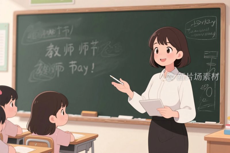 教师节课堂插画