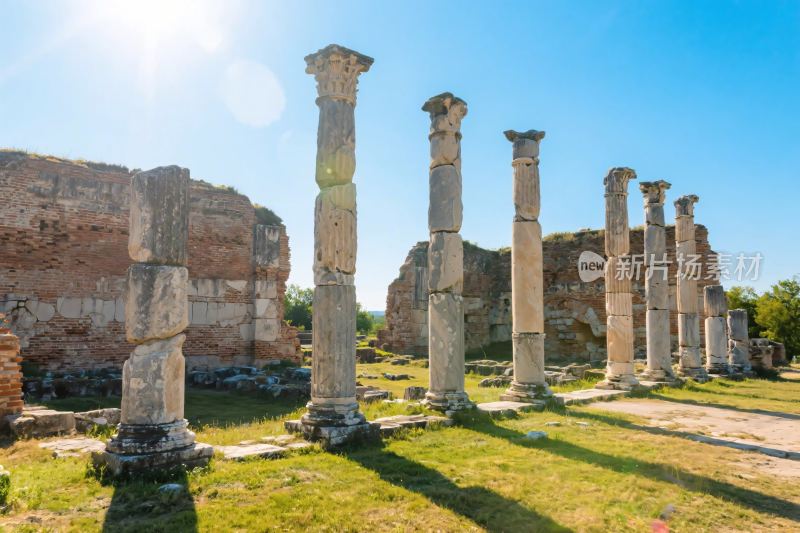 古罗马遗迹石柱景观