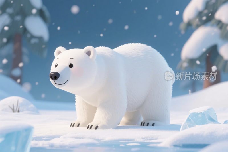 北极熊雪地插画