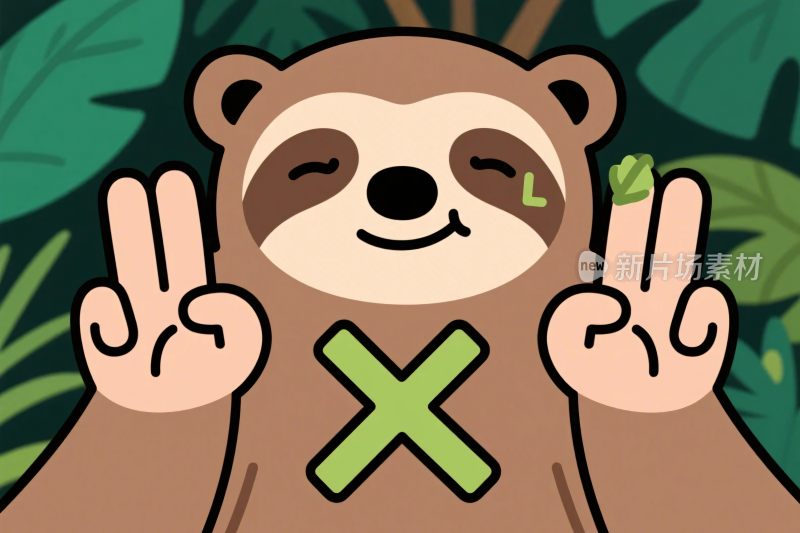 卡通树懒手势插画