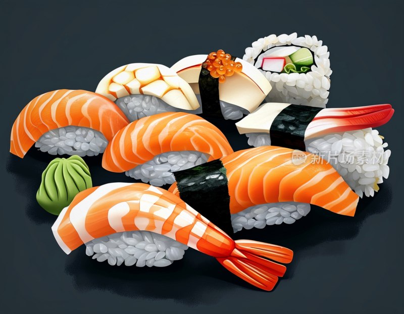 寿司鲑鱼片特写