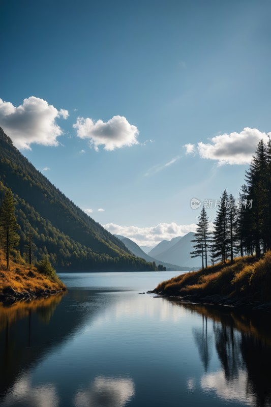 一个湖一座高山清图片