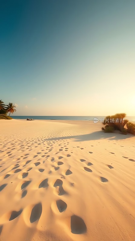 金色沙滩上的脚印