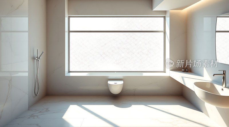 现代简约浴室采光良好设计简洁大方