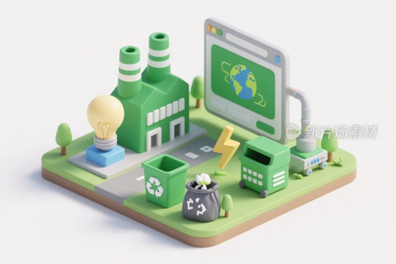 绿色能源生态插画