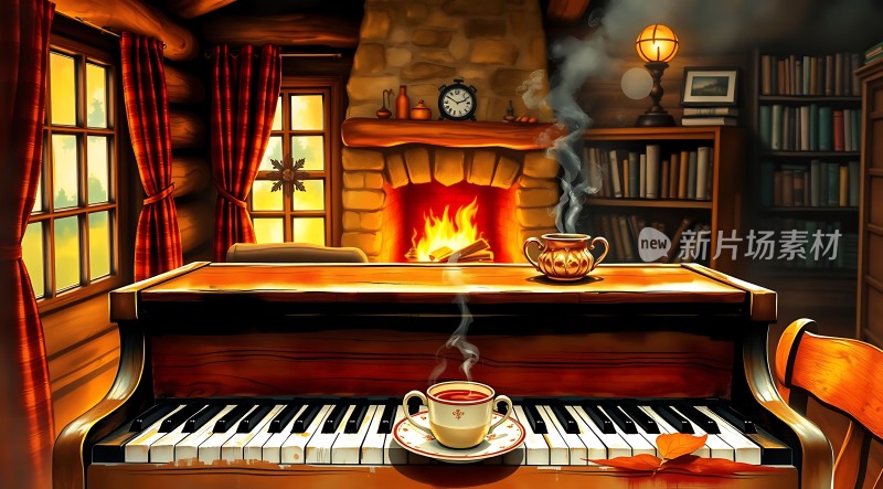 钢琴上的温暖午后