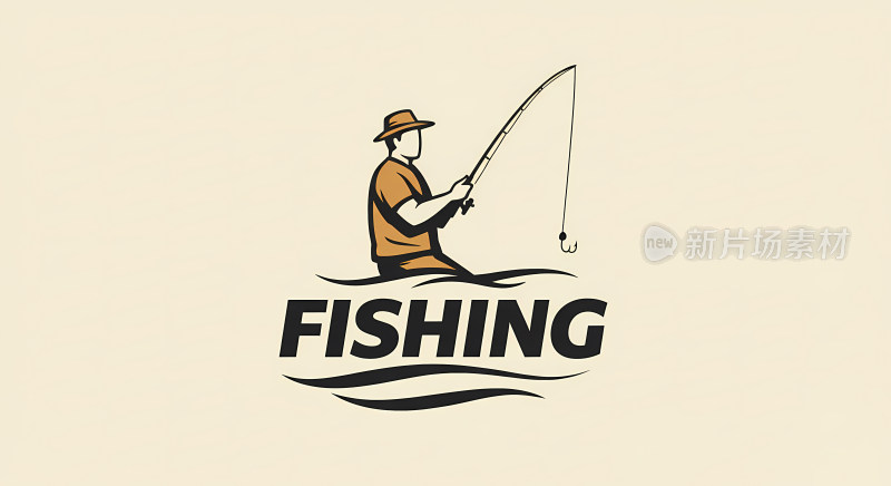 钓鱼标志插画