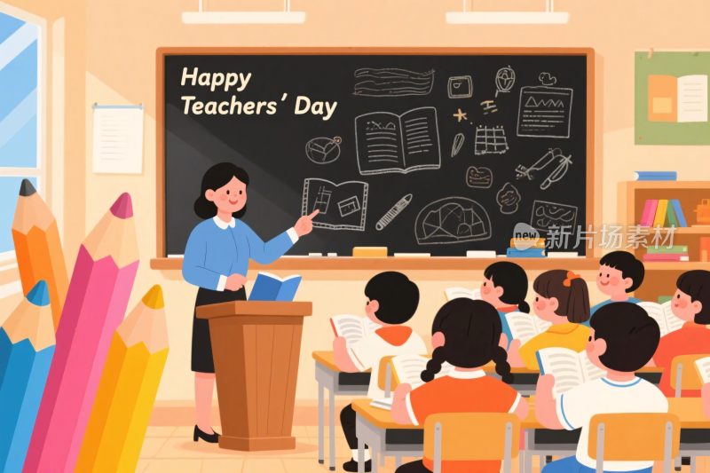 教师节课堂插画