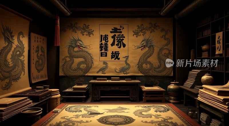 古风书房龙凤呈祥书香门第