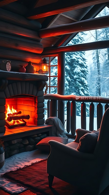 冬日暖炉旁的温馨时光