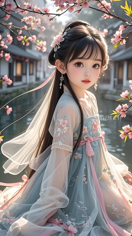 樱花下的汉服佳人