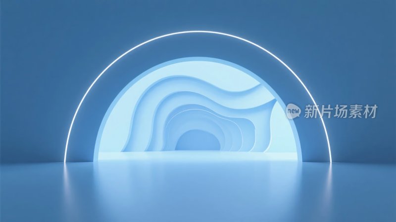 蓝色渐变弧形光影背景画面
