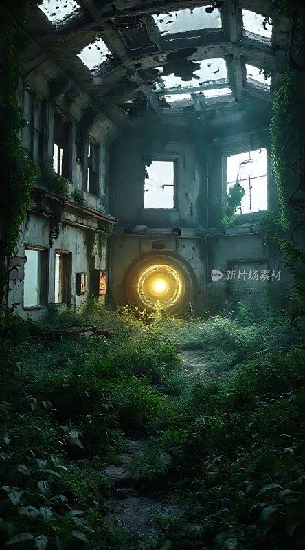 废弃建筑中的神秘光圈