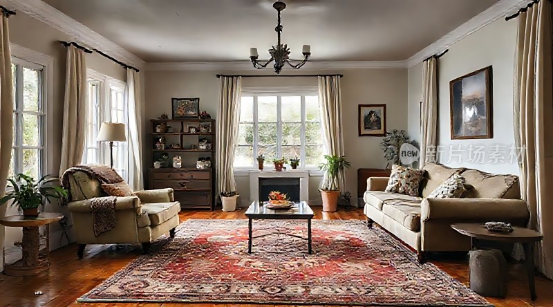 温馨客厅舒适沙发精美地毯优雅装饰