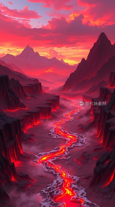 熔岩峡谷日落奇景