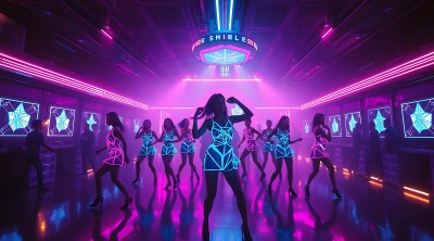 霓虹灯光下的活力舞者